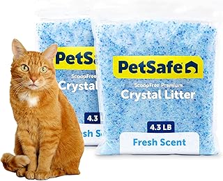 PetSafe ScoopFree Premium Crystal Cat Litter, Fresh Scent, 4.3 lb, 2-Pack | Lightweight Non-Clumping Crystal Cat Litter, Fresh Scent, 5x Superior Odor Control vs. Clay, 99% Dust-Free & Low Tracking