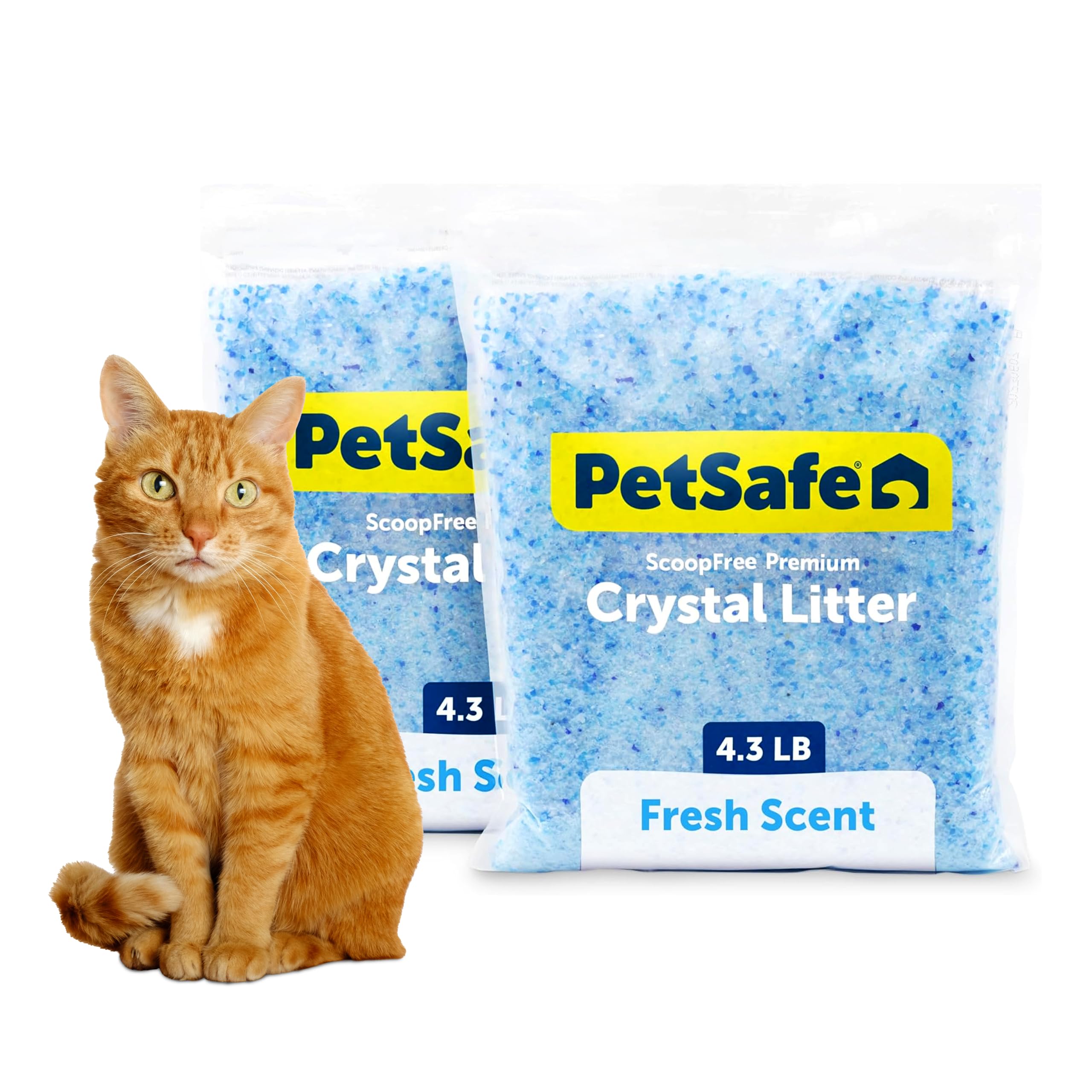 PetSafe ScoopFree Premium Crystal Cat Litter, Fresh Scent, 4.3 lb, 2-Pack | Ligh