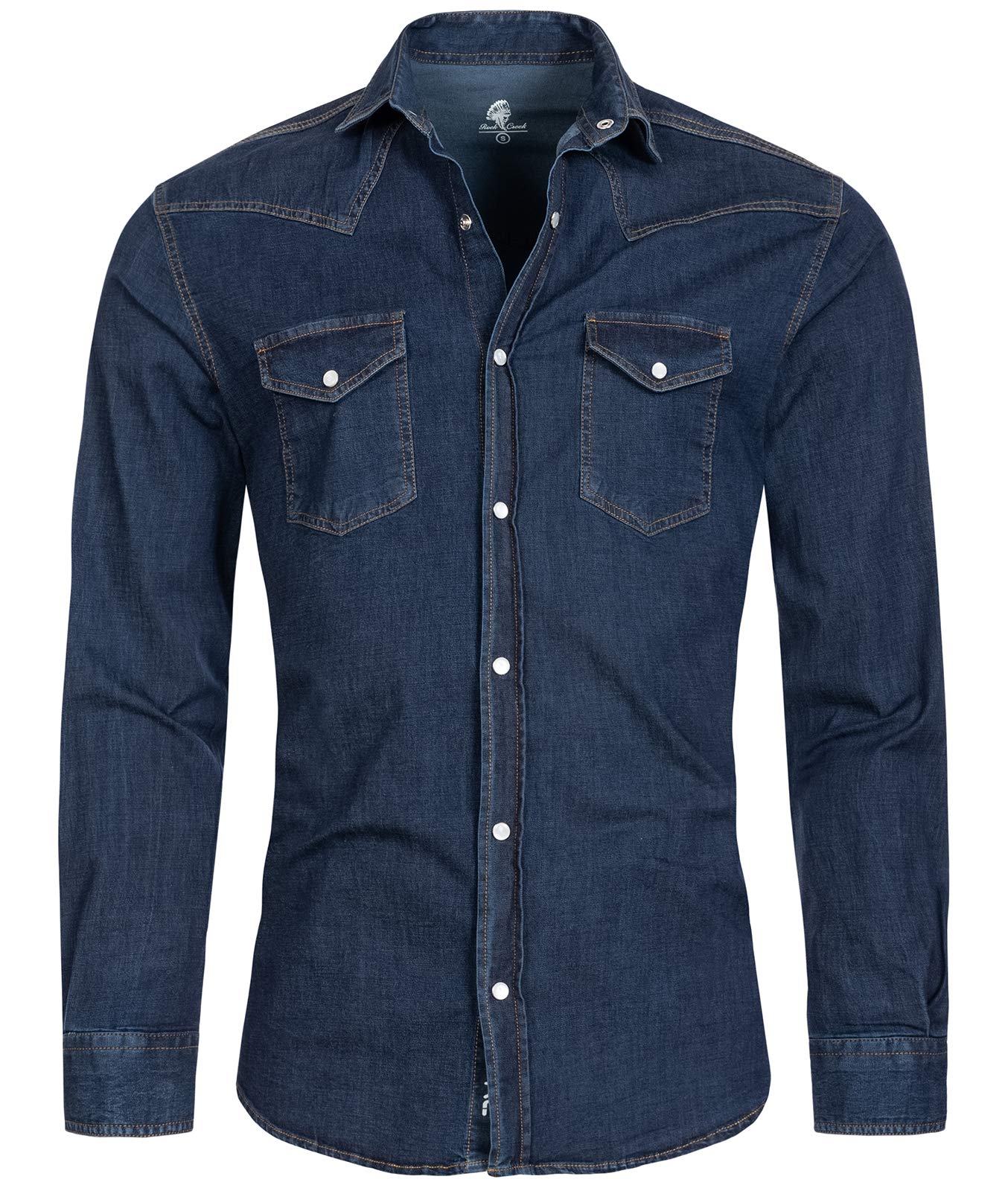 Rock Creek Men's Denim Shirt, Regular Fit, Long Sleeve, Denim Blue, S-XXL