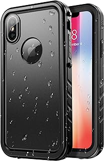 SPORTLINK for iPhone X/Xs, IP68 Waterproof Dustproof Military 360 Full Body Heavy Duty Shockproof Protective with Camera Screen Protector X Xs Phone Front Back Cover 5.8" Black