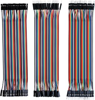 ELEGOO 120pcs Multicolored Dupont Wire M-F, M-M, F-F for Breadboard Jumper | 40pin Male to Female, 40pin Male to Male, 40pin Female to Female Breadboard Jumper Ribbon Cables Kit Compatible with Arduino