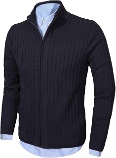 aoli ray Men's Long Sleeve Cardigan Sweaters Winter Zipper Sweater with 2 Pockets