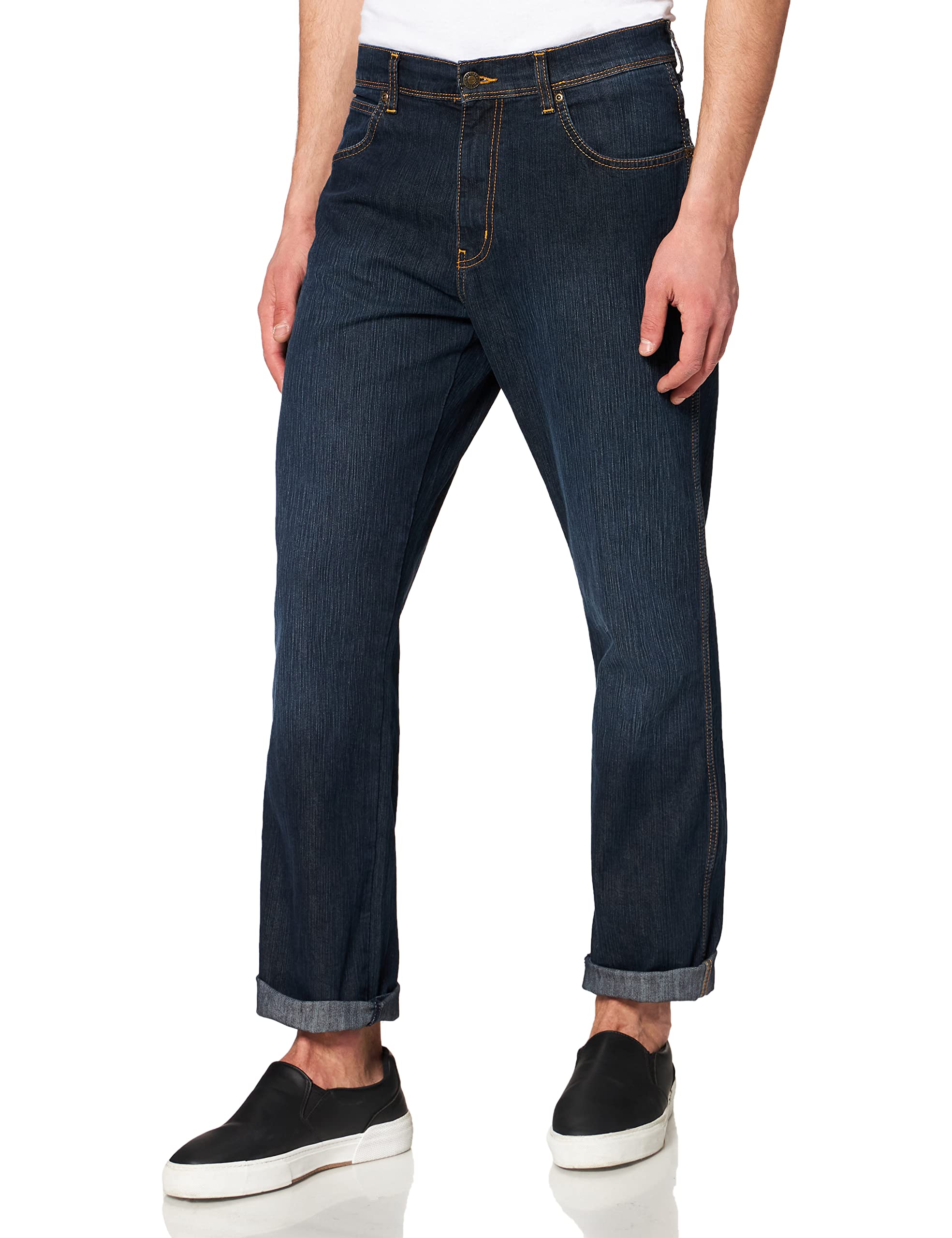 Wrangler Durable Regular Fit Jeans for Men, Dark Used, 30W / 30L