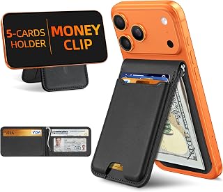 ExtreLife for Magsafe Wallet with Money Clip, 5 Card Holder with Stand | Strongest Magnetic Wallet for iPhone 18/17/16/15/14/13/12 Series, ID Window, RFID Blocking, Not for 13/12 Mini, Black