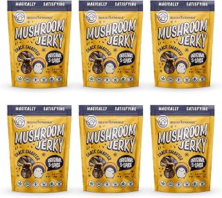 the "5-Spice Forever - ORIGINAL" half-dozen (100% plant-based vegan mushroom jerky ) | Healthy Snacks | Plant Based Snacks | Vegan Snacks | Meatless Jerky | Shiitake Mushrooms | Non - GMO | 2.5 Oz (70g) (6 Pack)