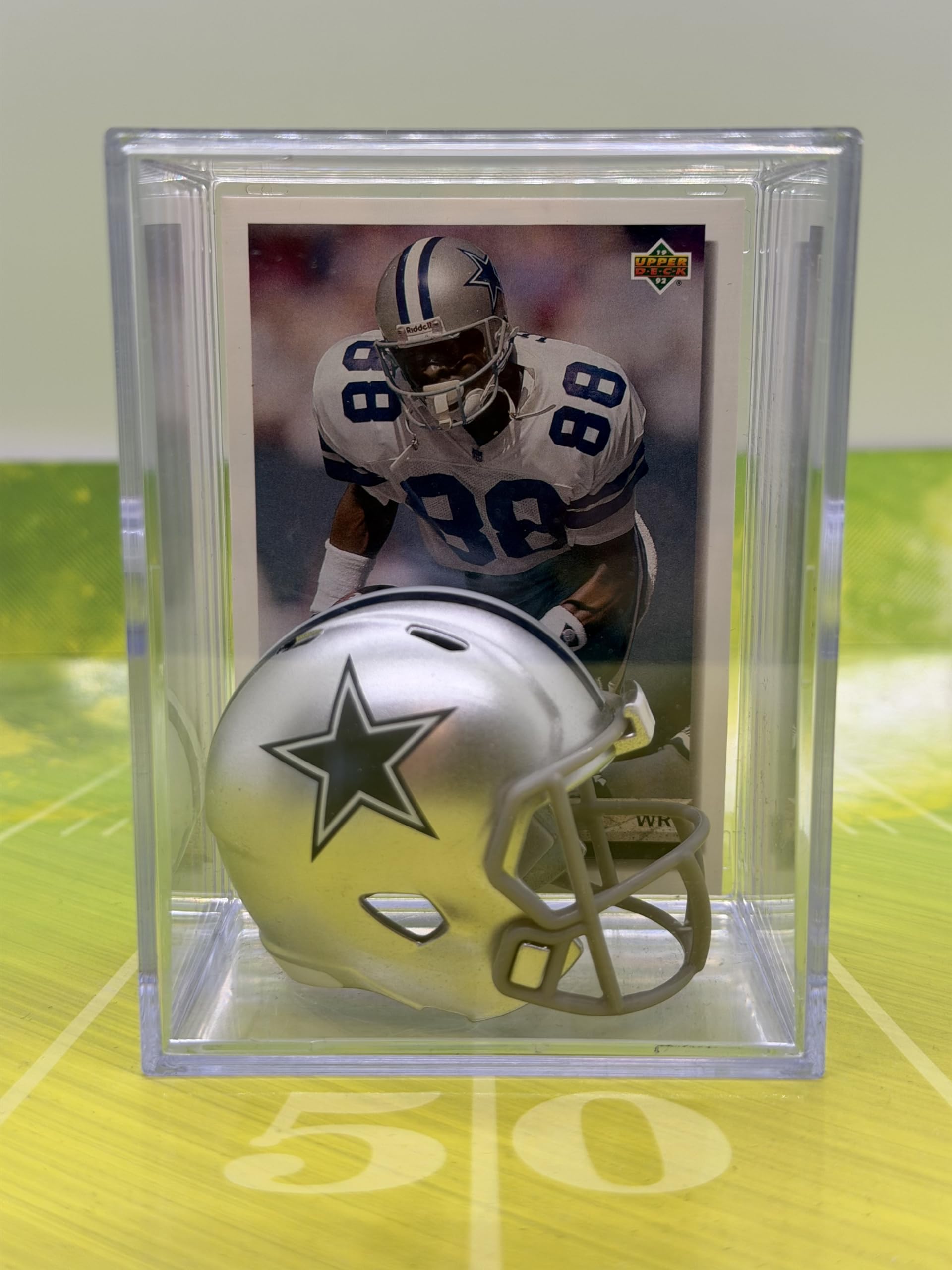 Dallas NFL Helmet Shadowbox w/Michael Irvin card