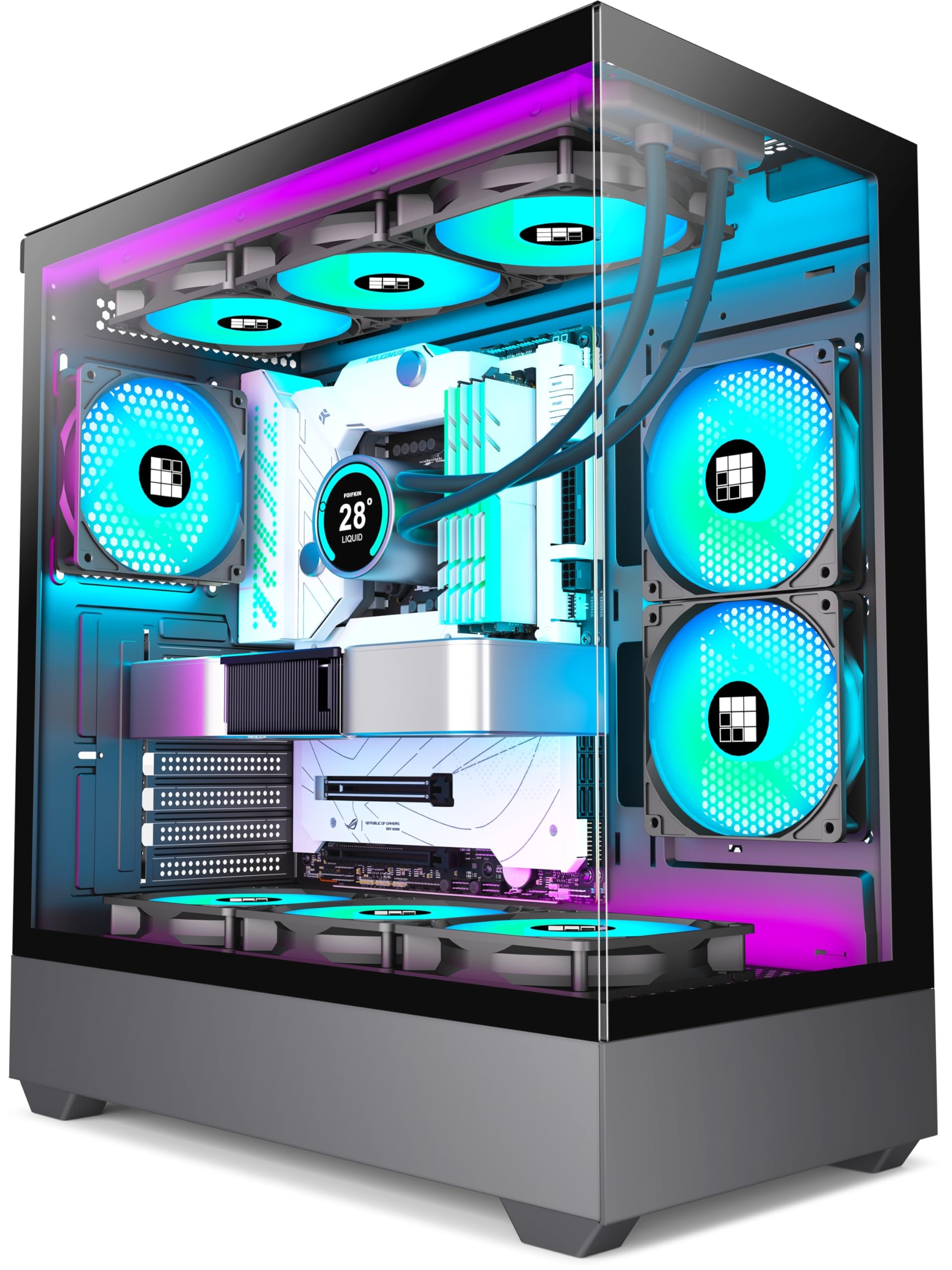 FOIFKIN F1 ATX PC Case - Pre-installed 6 PWM ARGB Fans, Mid-Tower Computer Case,