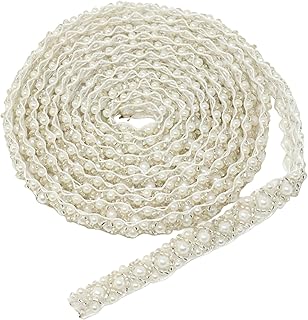 2 Yards Elegant Imitation Pearl Beads Trim Bridal Lace Ribbon Trimming Edge Strap DIY Clothing Accessories Wedding Dress Sewing Decoration