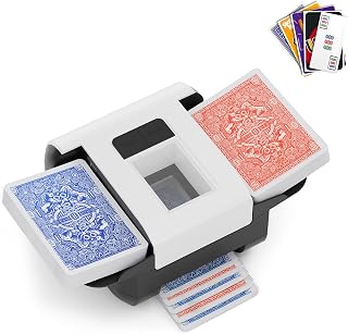 Automatic Card Shuffler for 1-2 Decks, Electric Playing Card Shuffler Machine, One Press Shuffling, Low Noise, Rechargeable & Portable Casino Card Shufflers for UNO, Poker, Bridge, Blackjack, Skip-Bo