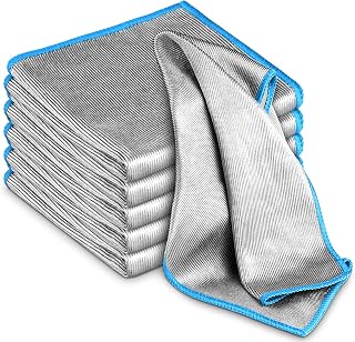 Microfiber Cleaning Cloths Car Detailing Drying Towel, Silver-Blue