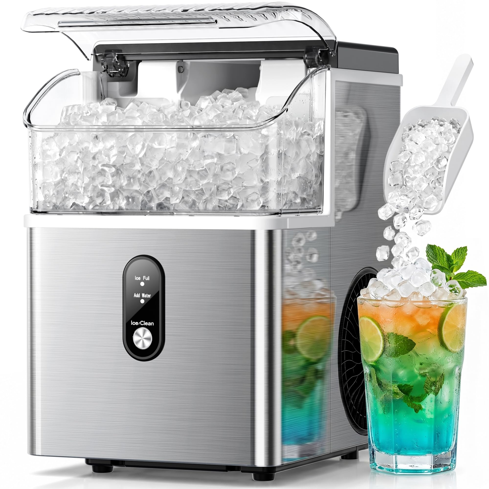 Crzoe Nugget Ice Maker Countertop, 35lbs/Day, Portable Pebble Ice Machine | Soni