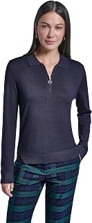 Tommy Hilfiger Women's Solid Long Sleeve Polo 1/4 Zip Sweater