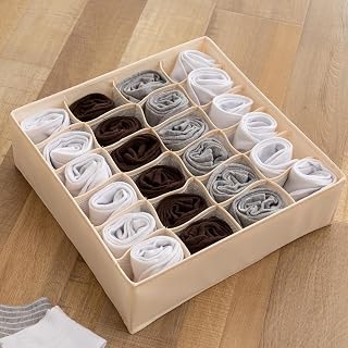 Underwear Organizer Drawer Divider 7 16 24 Compartments Foldable Organizer for Socks, Bras and Ties, Made of Oxford Fabric and Plastic
