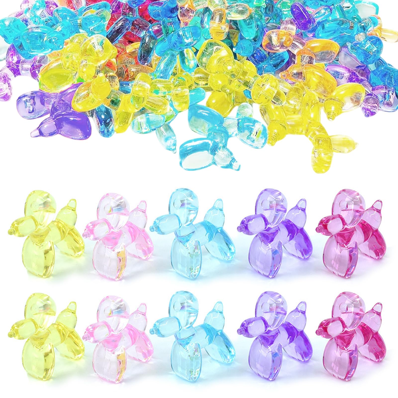 Set of 10 Grow in The Dark Balloon Dog Mini Resin Figures - Cute DIY Acrylic Cry