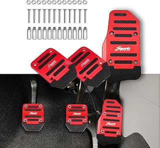 CHRYMUM 3PCS Non-Slip Car Pedal Covers, Premium Aluminum Alloy Pedal Pads | Manual Transmission Brake Pedal Covers, Gas Fuel Petrol Clutch Foot Pedals, Anti-rubbing Car Clutch Pedal Kits for Most Car
