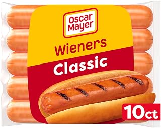 Oscar Mayer Hot Dogs, 10 ct Pack, Classic Wieners | No Fillers or By-Products, Classic Wieners Hot Dogs Made with Chicken, Turkey & Pork, Fully Cooked for a BBQ or Family Dinner