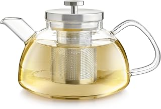 Teabloom Balance Borosilicate Glass Tea Kettle & Teapot – Stovetop-Safe, 40oz – Deep Loose Tea Infuser for Hot & Iced Tea – Elegant & Versatile Design for Tea Connoisseurs