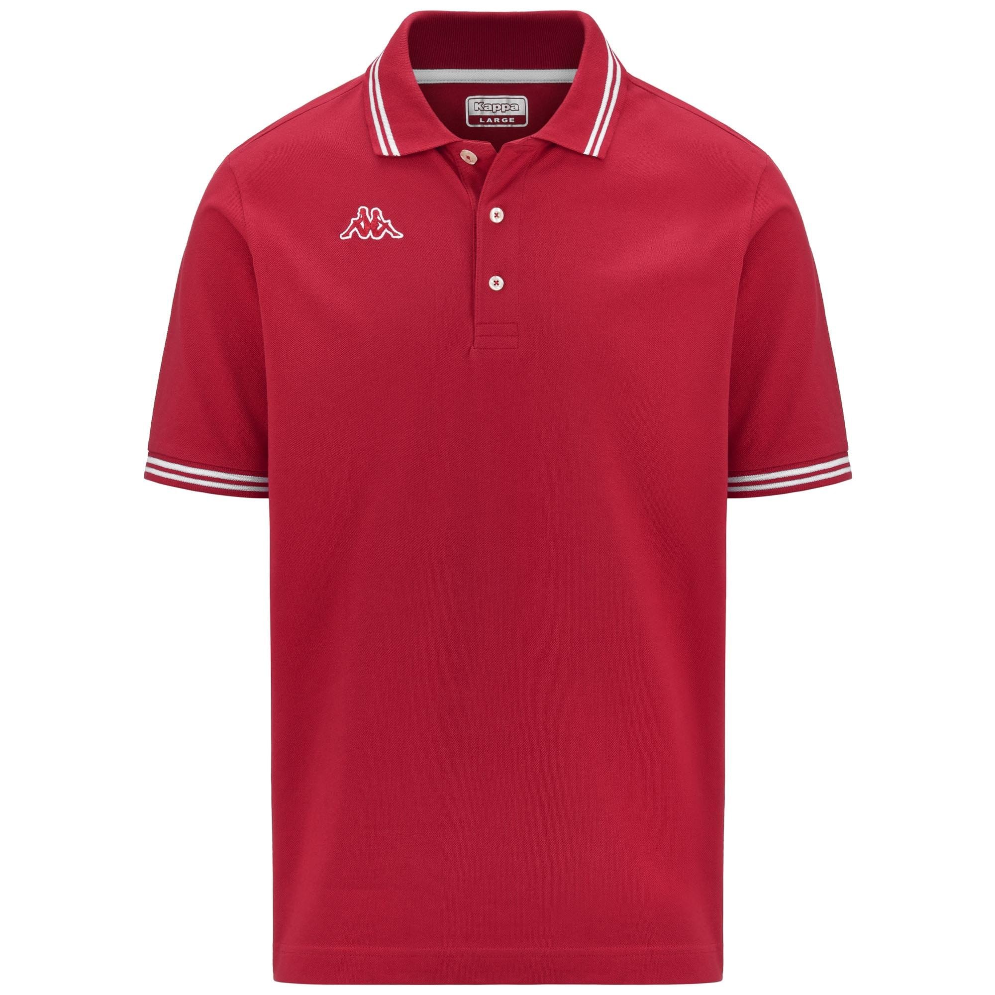 KAPPA IT Men's Short-Sleeved Cotton Piquet Polo Shirt, Red, 2XL