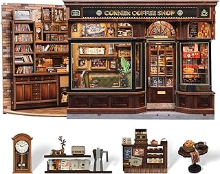 CUTEBEE Book Nook Kit - DIY Miniature House Dollhouse Kit for Adults and Teens, Booknook Tiny House Bookshelf Decor 3D Wooden Puzzle, Gifts for Family, Friends (Corner Coffee Shop)