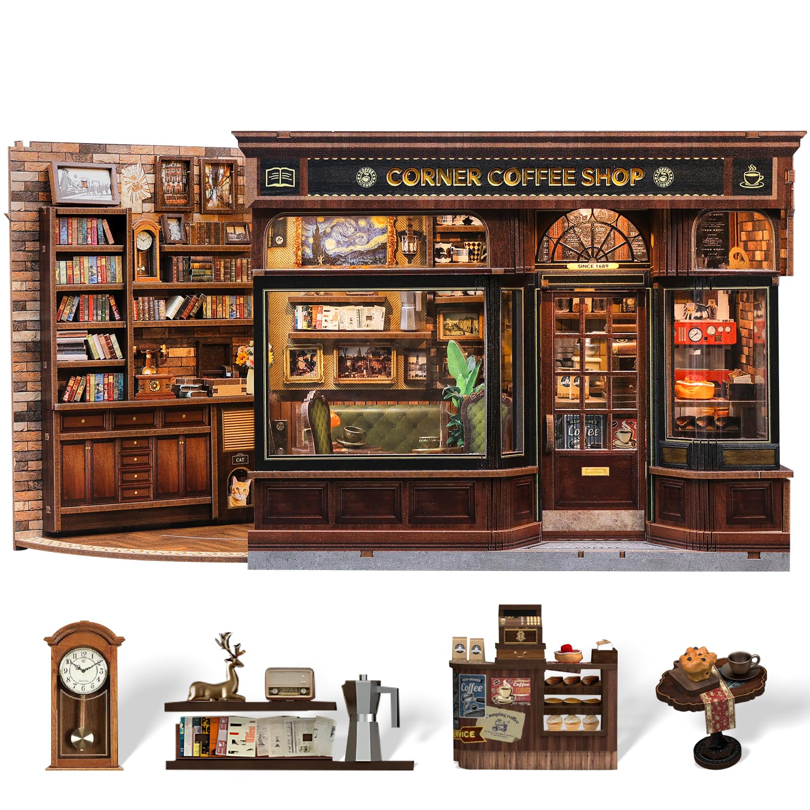 CUTEBEE Book Nook Kit - DIY Miniature House Dollhouse Kit for Adults and Teens, 