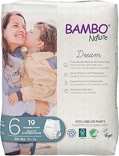 Bambo Nature Hypoallergenic Training Pants, Eco-Labeled Training Pants, Totally Chlorine-Free - Size 6 (33+lbs) - 19 Count