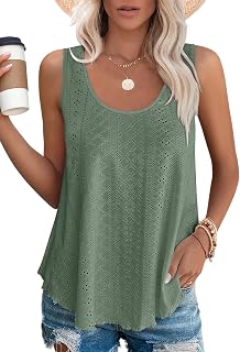 DUOEASE Women's Tank Tops Summer Casual Sleeveless U-Neck Tunic Blouse Tshirt