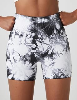 Women's High Waist Tummy Control Yoga Shorts - Unique Tie Dye Design Seamless Compression Workout Shorts