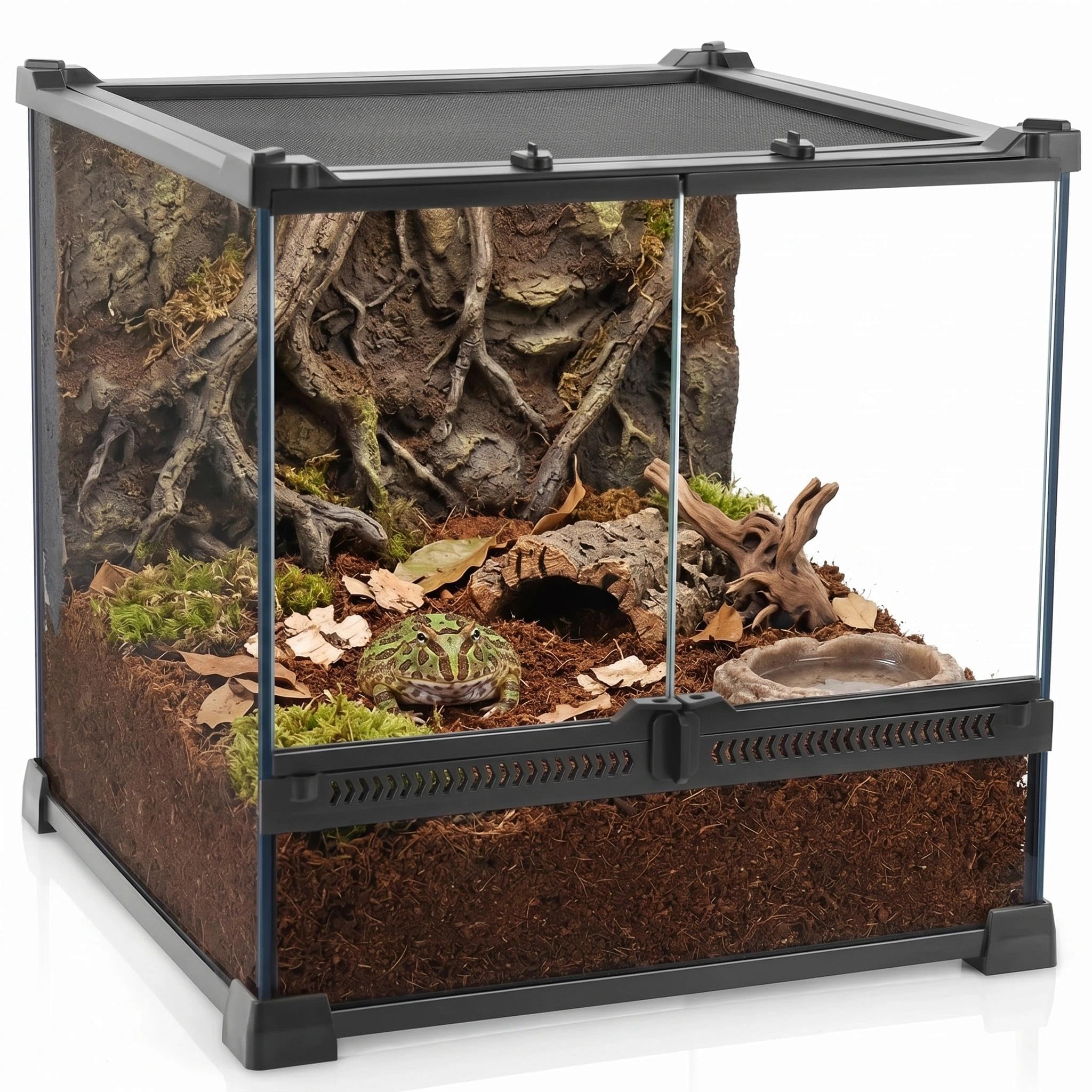 NEPTONION Mini Reptile Glass Terrarium 12"x12"x12" Durable Reptile Habitat Tank 
