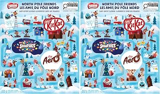 NESTLE North Pole Friends Advent Calendar, Filled With KITKAT Mini Bars, Bubbles and Santas, SMARTIES & AERO Mini Bars, Perfect Christmas Chocolate Gift, 222 g (Pack of 2)