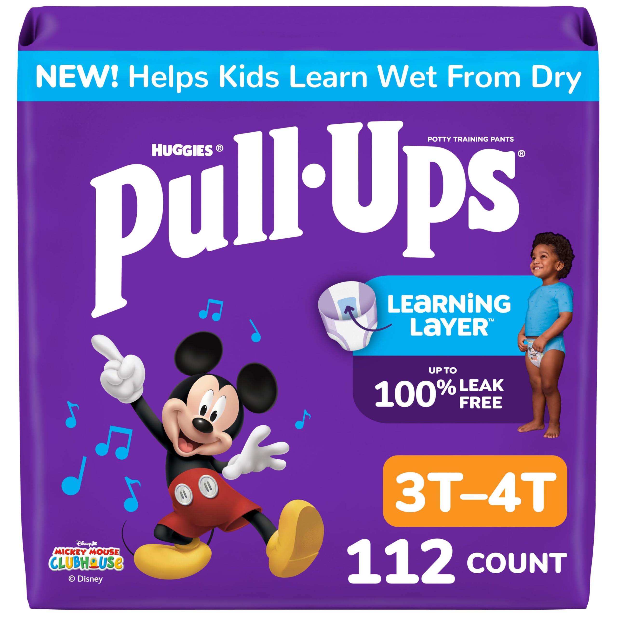 Pull-Ups Boys' Potty Training Pants, Size 3T-4T, 112 Count | Easy Open Side