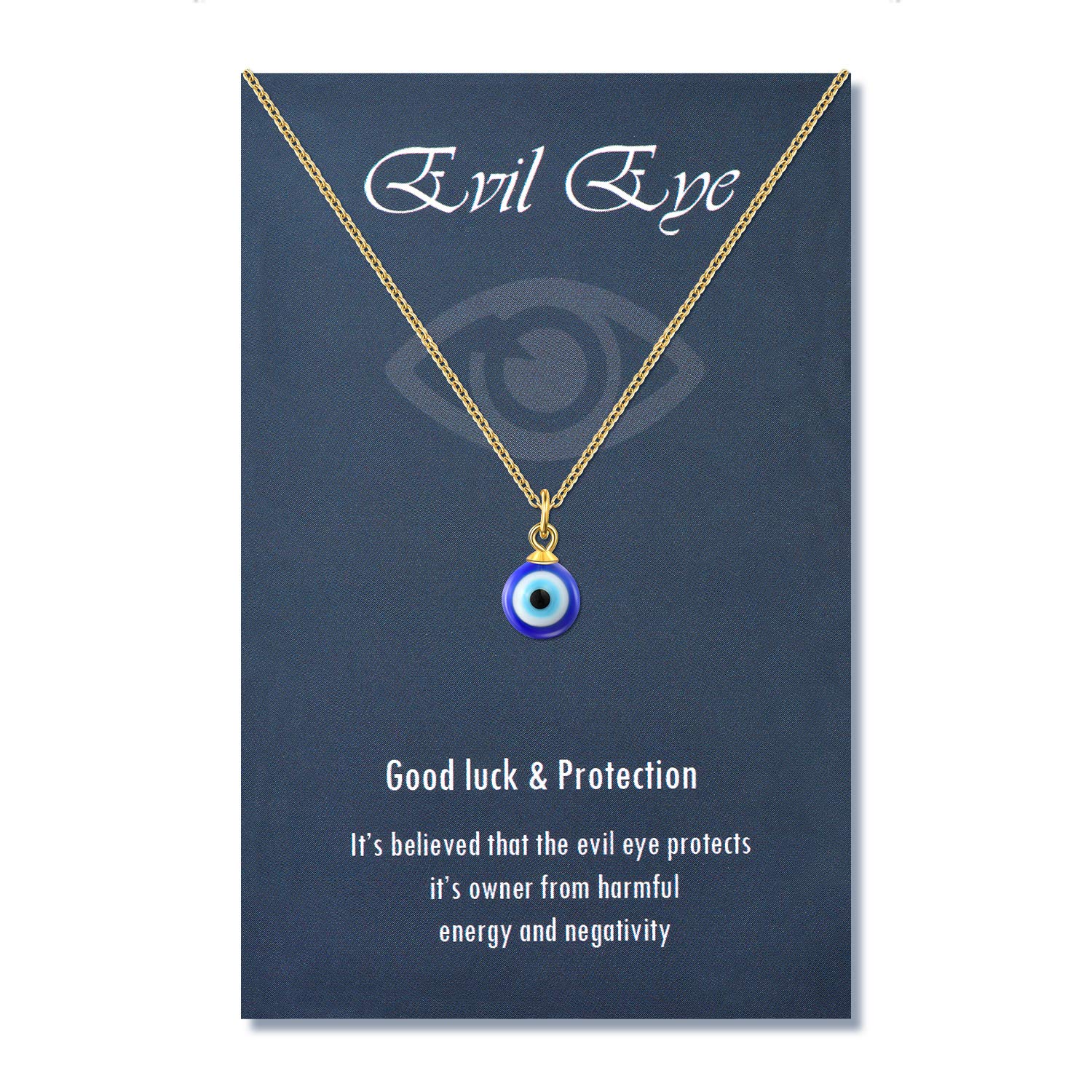 PPJew Evil Eye Necklace Chain Blue Eyes Amulet Pendant Necklace Ojo Turco Kabbal