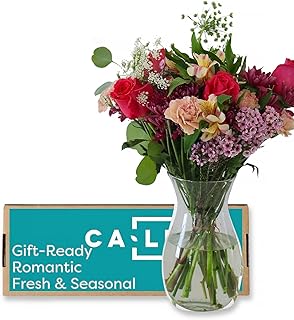 Callia Flowers - Bright & Cheerful Fresh Flower Bouquet - (Standard) Hand-Tied Fresh Cut with Vase, Fresh Flowers Delivery for Birthday, Sympathy - Floral Arrangements with Local Delivery