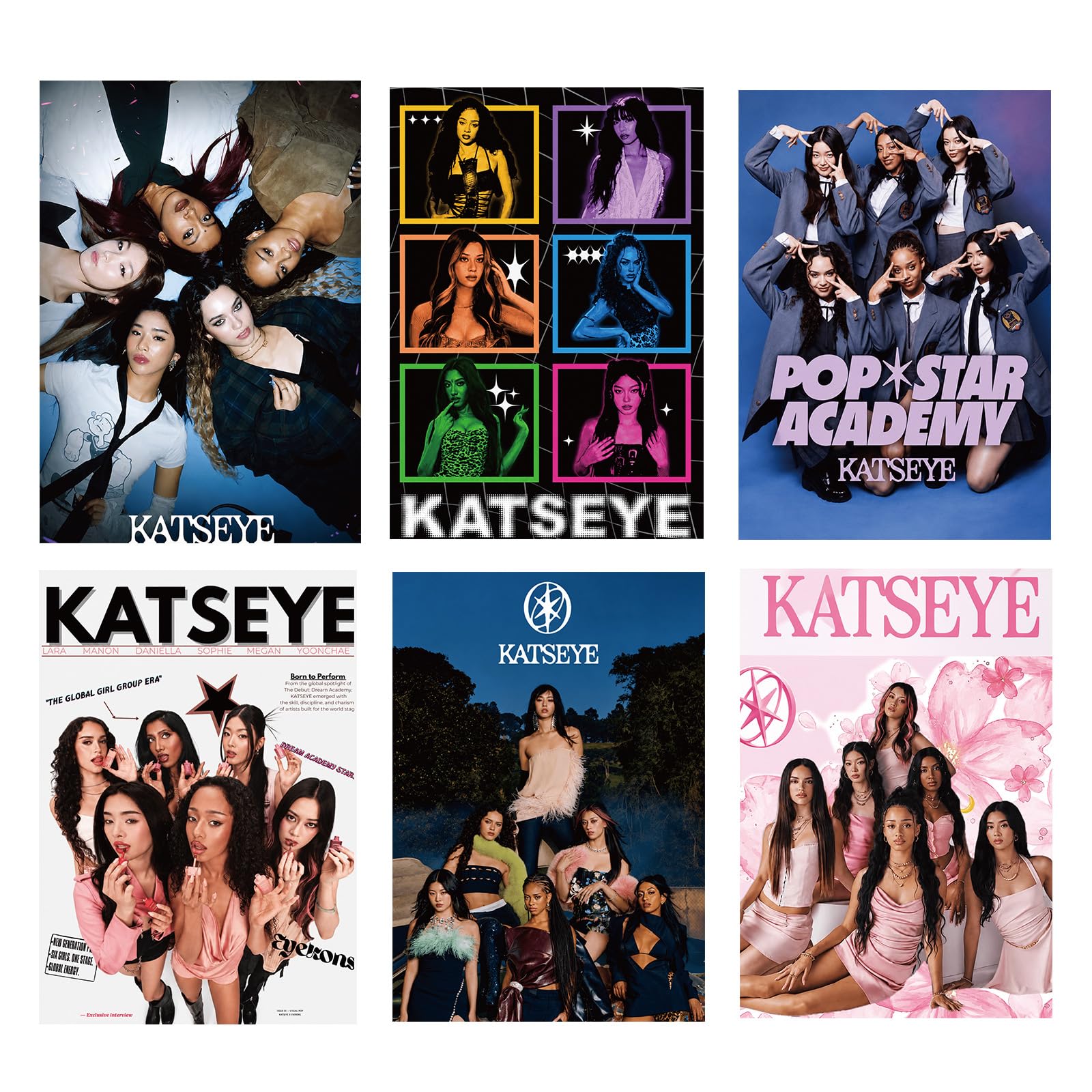 KOWASO 6 Sheets Top Idol Girl Groups Colorful Poster, Katseye Poster with Adhesi