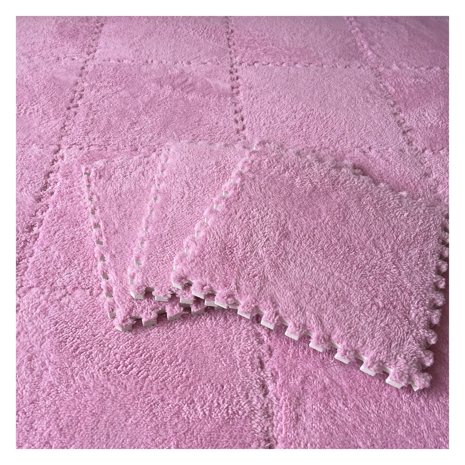 16Pcs Interlocking Foam Mats,Fluffy Carpet Tiles,Plush Area Rug,Square Splicing 