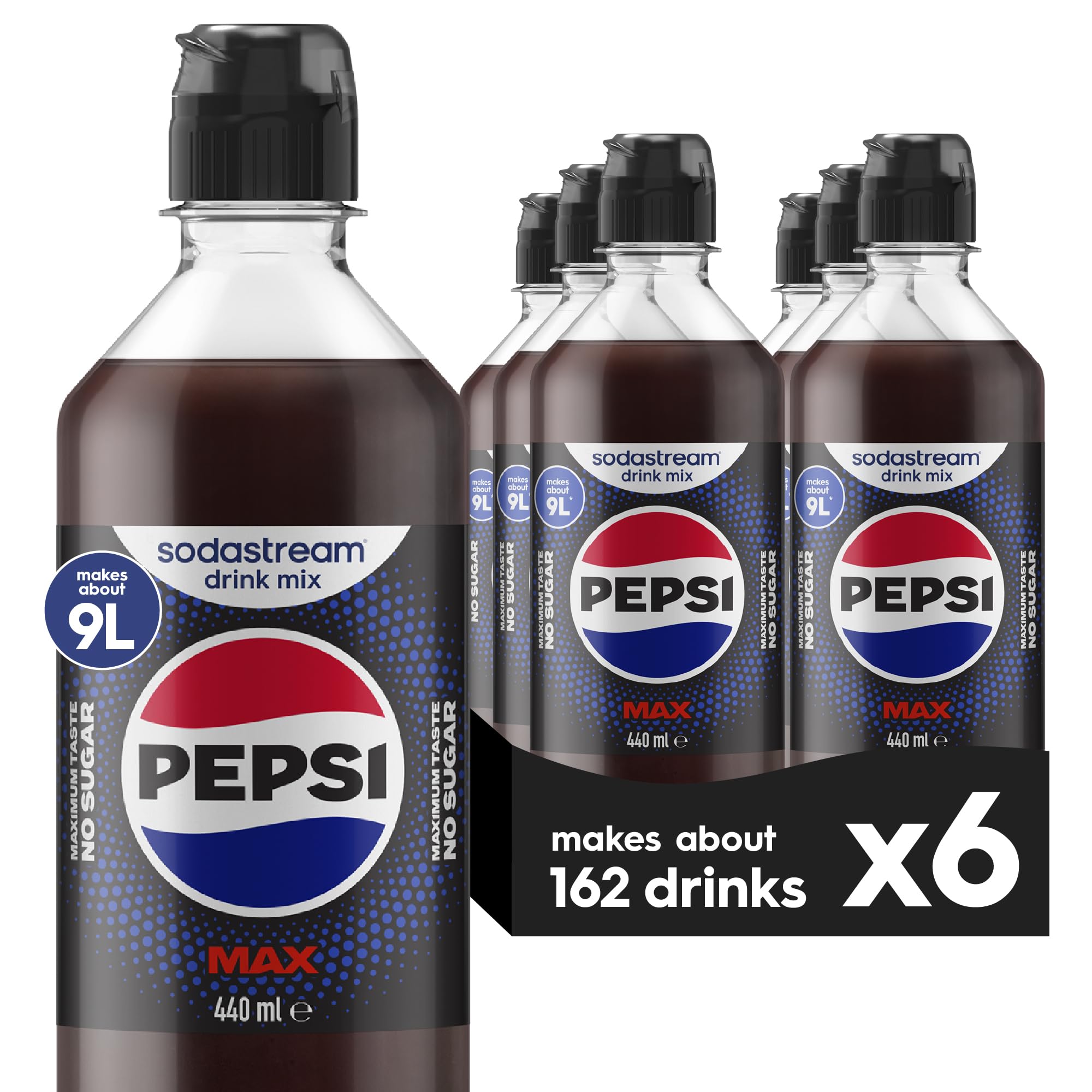 SodaStream Pepsi MAX Drink Mix, 6 Pack Sugar Free Cola Syrup for Sparkling Water