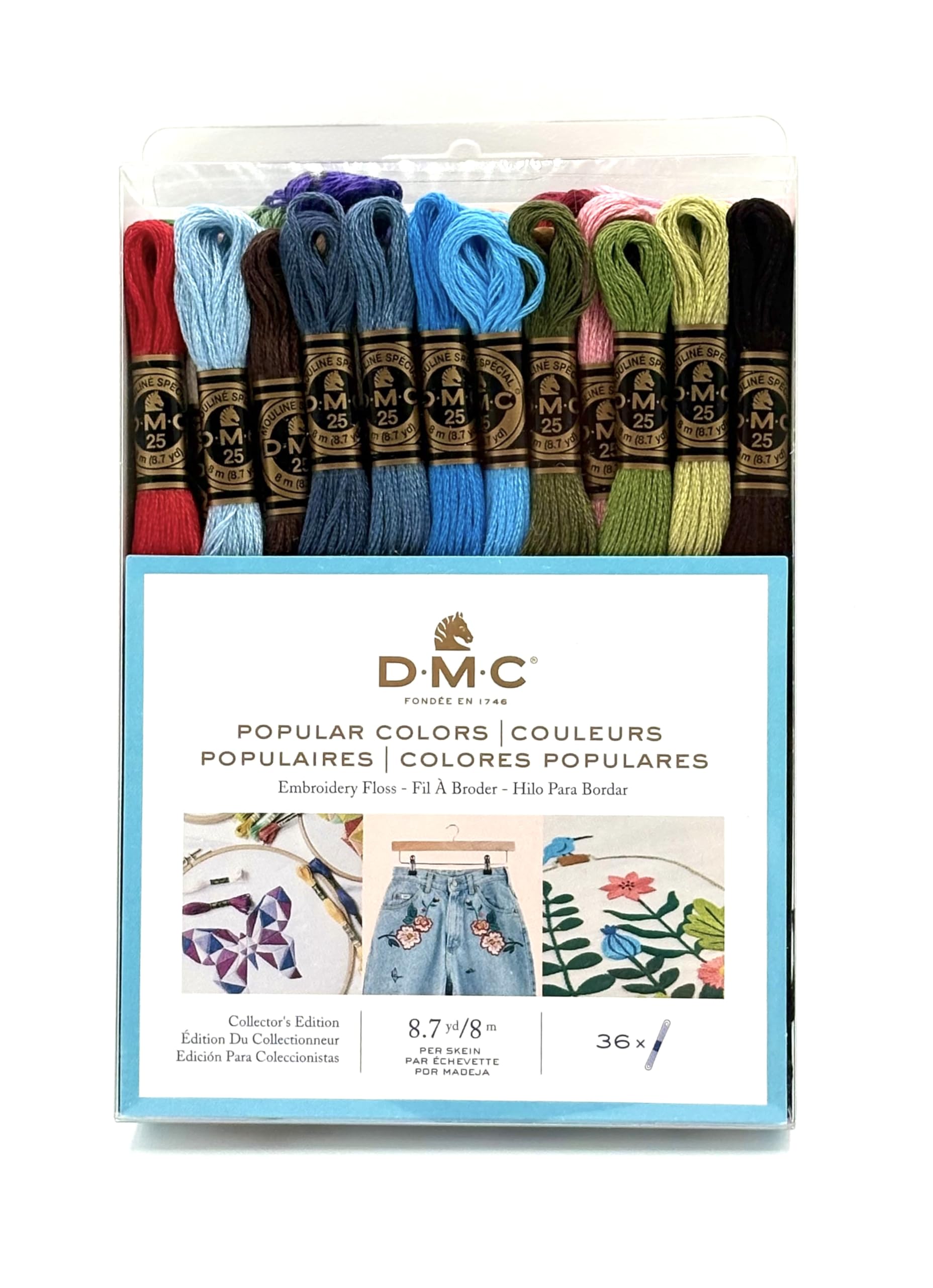 DMC 117F25-PC36 Embroidery Popular Colors Floss Pack, Colors may vary, 8.7-Yard,