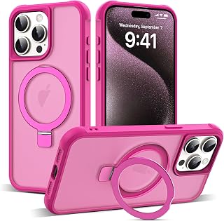 SKYLMW Compatible with iPhone 15 Pro Max Case with Stand,Rose