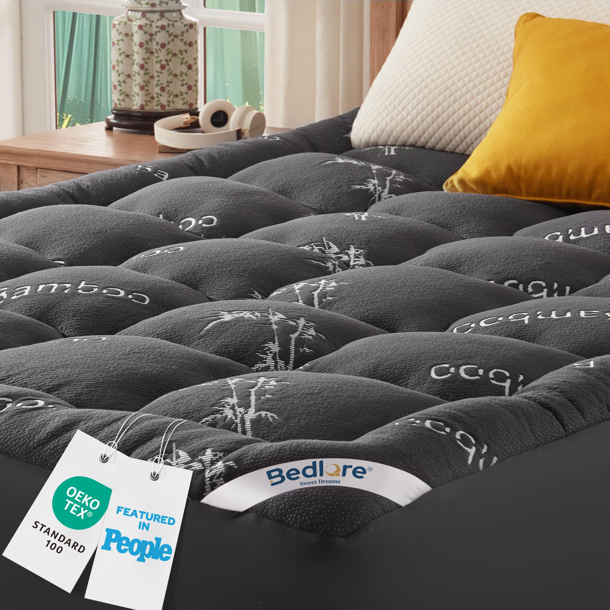 BEDLORE Mattress Topper Double Bed,Viscose Derived from Bamboo Mattress Pad | Br