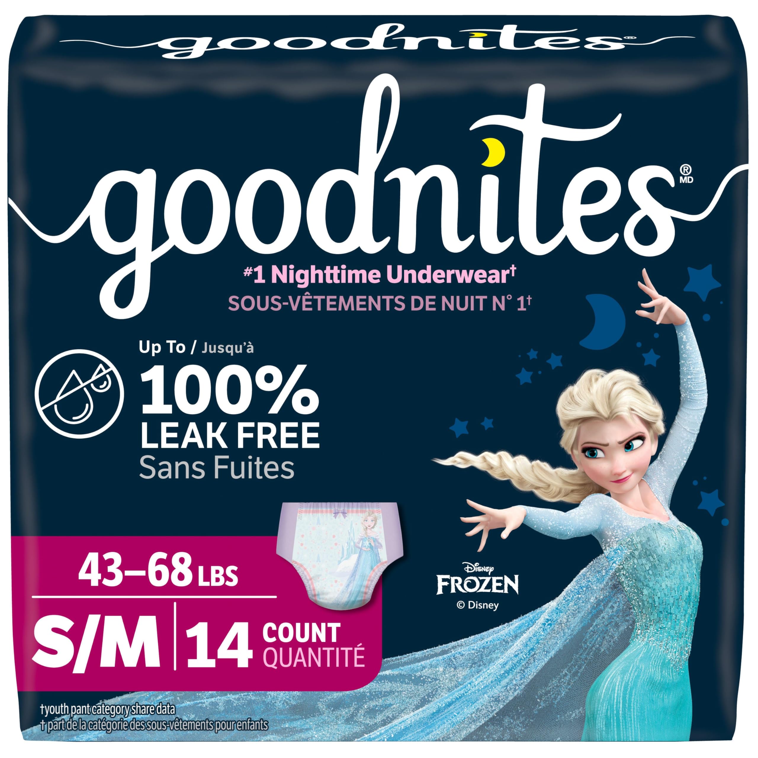 Goodnites Girls' Nighttime Bedwetting Underwear, S/M, 43-68 lbs, 14 Ct | Packagi