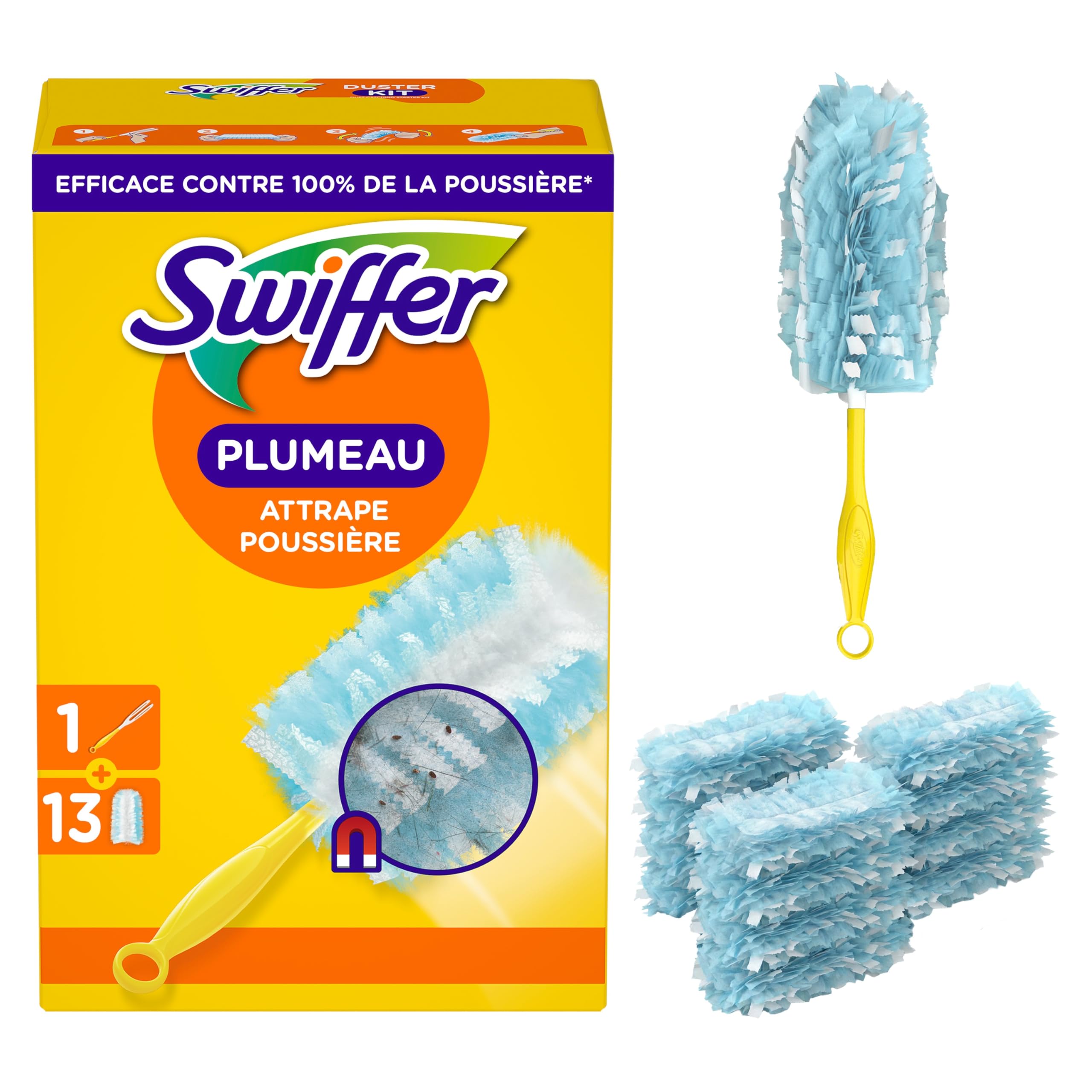 Swiffer Duster Starter Kit + 13 Refills | 1 handle, 13 refills. Captures dust, h