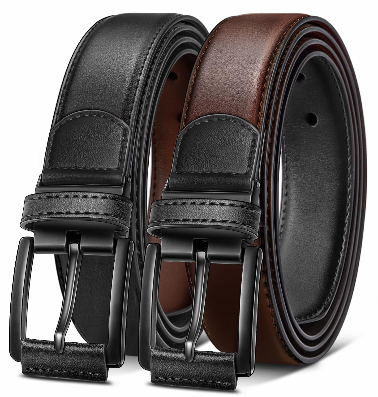 Men's Reversible Belt for Casual Jeans 3.5cm, One Lapel for Both Sides