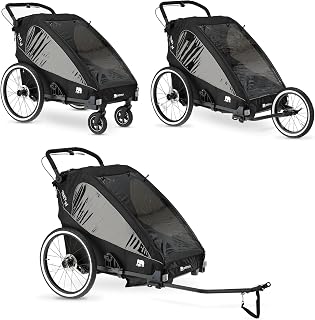 Deryan Luxury Bicycle Trailer for Kids - Bicycle Trailer, Pram & Jogger - Multifunctional Buggy with 5 Point Harness