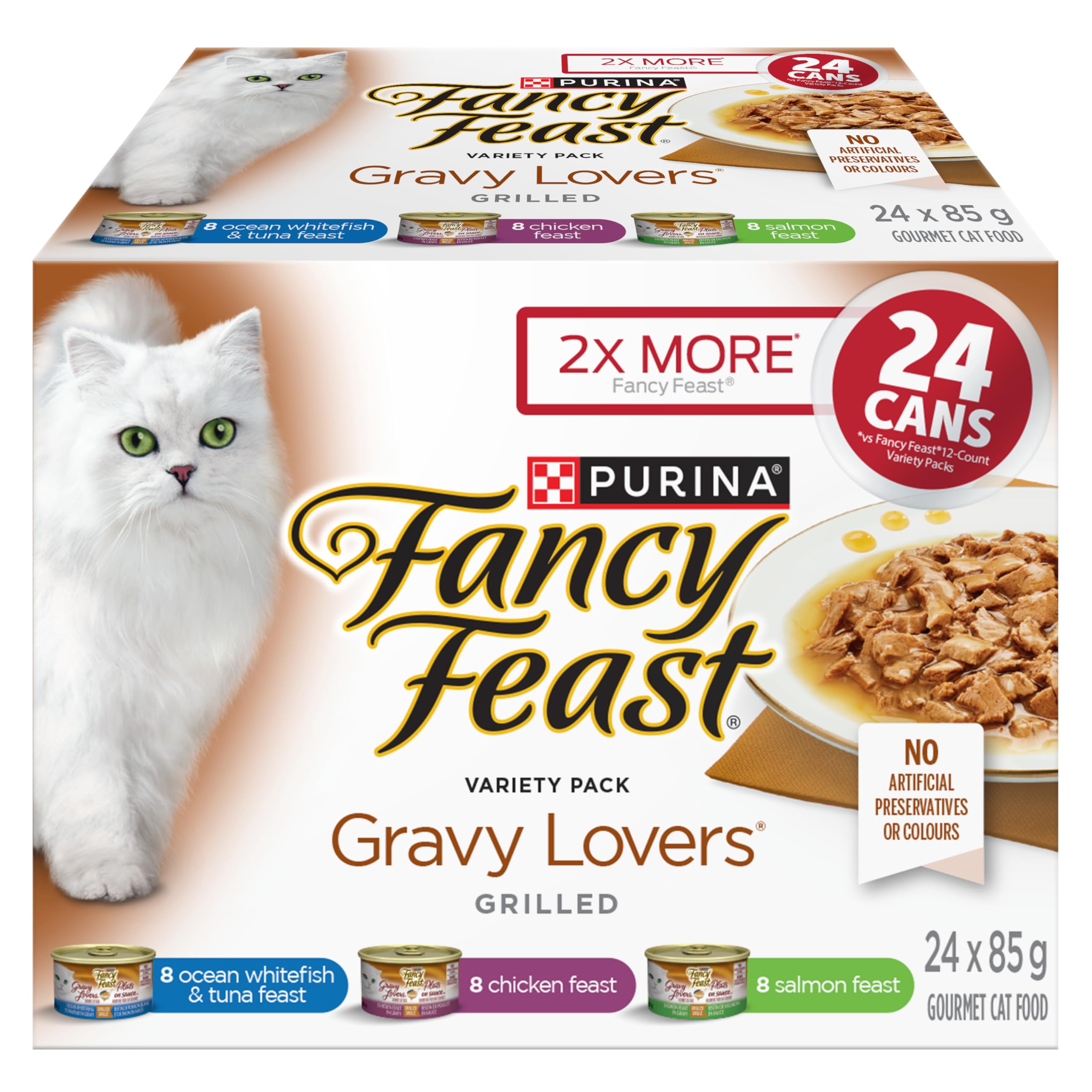 Fancy Feast Gravy Lovers Wet Cat Food, Variety Pack 85 g Can (24 Pack) | Adult c