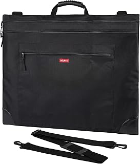 Nicpro Light Weight Art Portfolio Bag, 20" x 26" Art Canvas Portfolio Case | with Detachable Shoulder Strap, Leather Corners, Carrying Storage Case for Artwork, Poster, Sketching, and Drawing, Black
