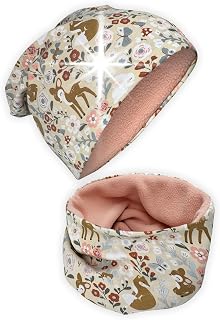 HECKBO 360° Reflector Children's Hat & Loop Scarf Set - 95% Cotton - Soft & Easy-Care Stretch Material - Beanie Spring Autumn Winter (48-54 cm)
