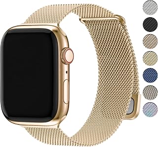 Fullmosa Milanese Strap for Apple Watch SE3 44 mm 46 mm 45 mm 49 mm, Gold