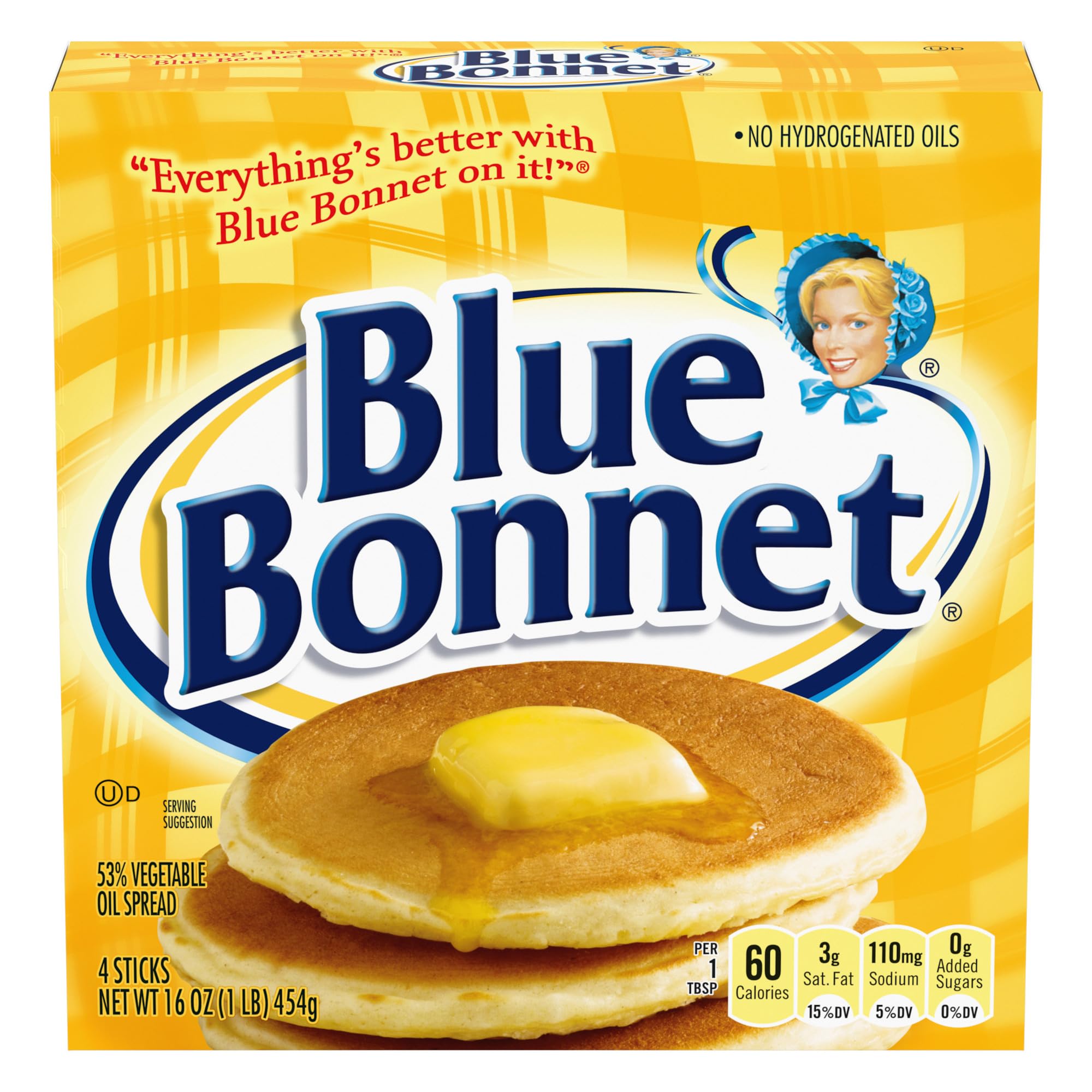 Blue Bonnet Spread Quarters, Butter Substitutes, 16 oz, 4 Sticks | Fits a low ca