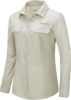 33,000ft Women's UPF 50+ UV Safari Shirt Long Sleeve Quick Dry Fishing Hiking Travel Shirt