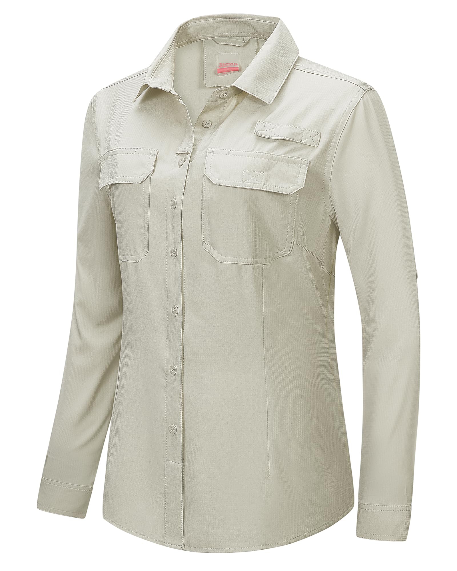33,000ft Women's UPF 50+ UV Safari Shirt Long Sleeve Quick Dry Fishing Hiking Tr
