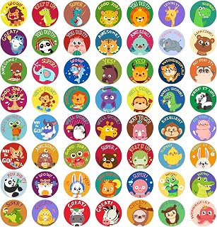 1000 PCS Motivational Stickers for Kids,56 Animals Cartoon Designs,Teacher Rewards Stickers,potty trainning Stickers,Encouraging Stickers,Incentive Stickers,1 Inch Round Animal Stickers